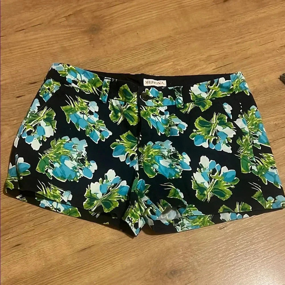 Merona Pants - Women's Floral Shorts - Black and Green